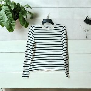COS Monochrome Striped Long Sleeve Top. Made In Turquía Size Xs Cotton 100%.